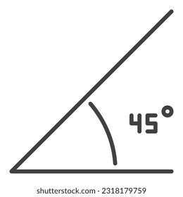 45 Grado Vector de ángulo Matemáticas Icono o símbolo de contorno de la esquina