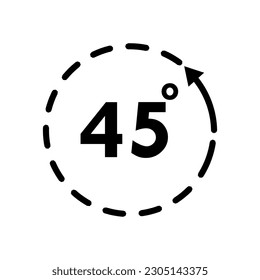 45 Degree Angle View Vector Icon. Rotation Symbol. Flat Black Illustration on White Background.