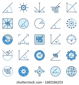 45 Degree colored icons collection - vector 45 Degrees Angle concept signs