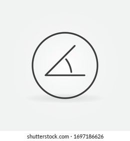 45 degrees angle in circle vector concept outline icon or logo element