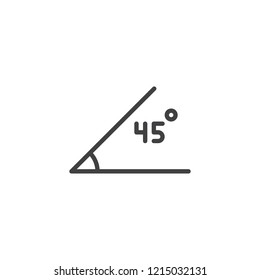 45 Degrees Angle outline icon. linear style sign for mobile concept and web design. Geometry angle simple line vector icon. Symbol, logo illustration. Pixel perfect vector graphics