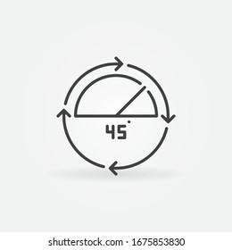 Icono de contorno de ángulo de 45 grados - signo lineal de concepto vectorial
