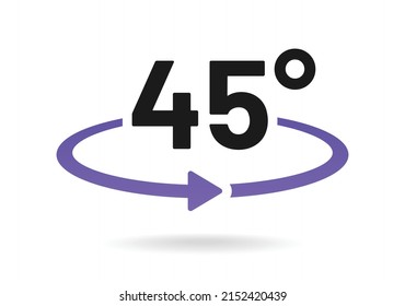 45 Degrees Angle outline icon. 45 degree view isolated on white background.