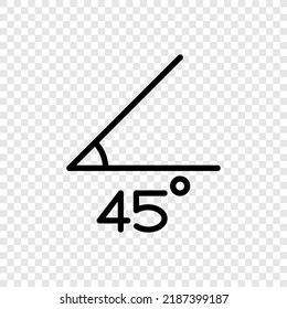45 degrees angle simple icon vector. Flat design. Transparent grid.ai
