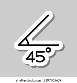 45 degrees angle simple icon vector. Flat design. Sticker with shadow on gray background.ai