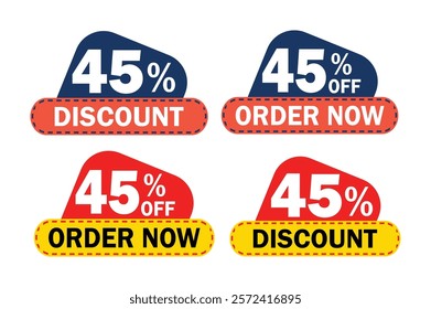 45% discount banner vector icons design