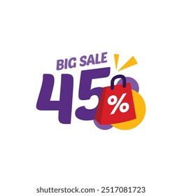 45% Discount Big Sale Flat Design Vector Template Illustration