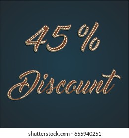 '45% Discount' leather sign, vector illustration
