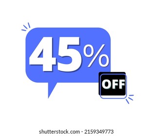 45% de descuento con diseño azul de burbuja de pensamiento 3D 