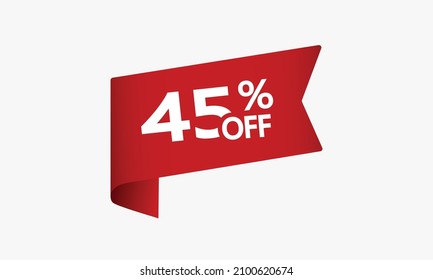 45% Discount offer price label, Red price tag for online stores