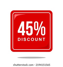 45% discount offer price sign, special offer symbol. Discount tag badge perfect design for shop and sale banners