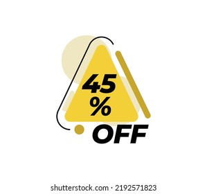 45% Discount Product banner tag product label vector art illustration. Isolated on White Background in yellow color