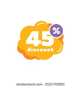 45% Discount Sale Tag Label Vector Template Design Illustration