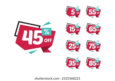 45% Discount Sale Tag Label Vector Template Design Illustration