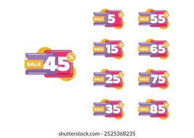 45% Discount Sale Tag Label Vector Template Design Illustration