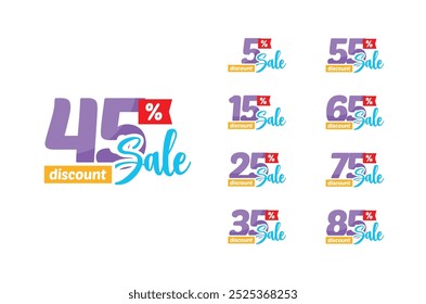 45% Discount Sale Tag Label Vector Template Design Illustration