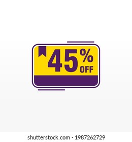 45 discount, Sales Vector badges for Labels, , Stickers, Banners, Tags, Web Stickers, New offer. Discount origami sign banner