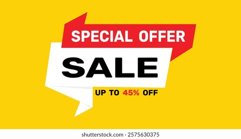 45% discount special offer sale icon vector background