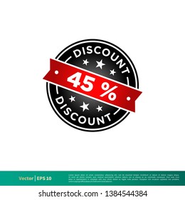 45% Discount Stamp Icon Vector Template Illustration Design. Vector EPS 10.