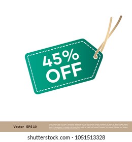 45% Discount Tag Icon Vector Logo Template Illustration Design. Vector EPS 10.