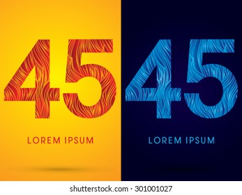 45 ,Font ,Text, designed using line fire and cool, graphic vector.
