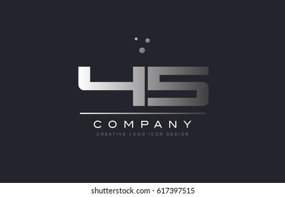 45 forty five number silver metal grey blue dots company logo design vector icon template