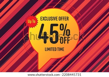 45 forty-five Percent off sale shopping banner label background. special office