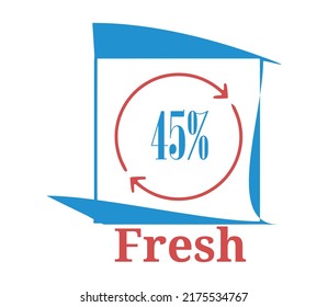 45 % Fresh sign label vector and illustration art with fantastic font blue and red color combination in white background