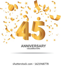 45 gold anniversary celebration vector concept template design