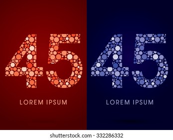 45 ,hot and cool font, designed using red and blue dot graphic vector.