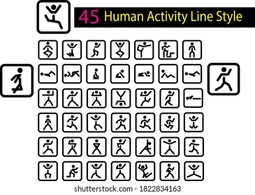 45 Icon Human Activity Line Style for any purposes website mobile app presentation