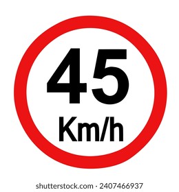 45 kilometer road sign symbol
