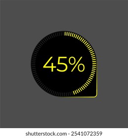 45% de carga. Vetor de Diagrama Ui. Ícone de andamento do download. Interface de diagrama de círculo. Quarenta e cinco por cento baixando.