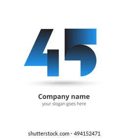45 logo icon flat and vector design template. Monogram numbers four and five. Logotype fourteen-five with gradient color. Creative vision concept logo, elements, sign, symbol for card, brand, banners.