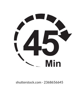 45 minute timer clock icon vector illustration eps