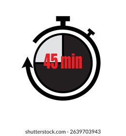 45 Minute Timer Icon – Stopwatch Countdown Illustration