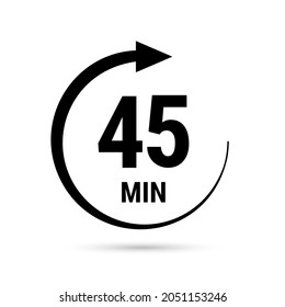 45 Minuten Vektorsymbol, Stoppuhr Symbol, Countdown. Einzige Illustration mit Timer. 