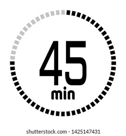 The 45 minutes countdown timer or digital counter timer clock vector icon. Stopwatch vector icon, digital timer.   For smartphone UI or UX countdown timer design.