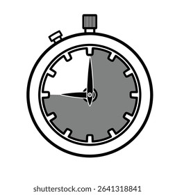 45 minutes stopwatch black and white vector illustration