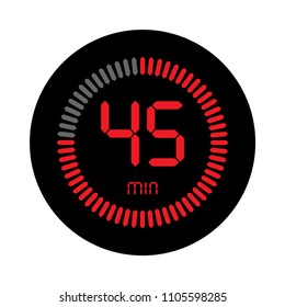 The 45 minutes, stopwatch vector icon, digital timer. clock and watch, timer, countdown symbol.