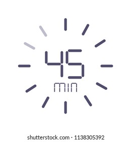 The 45 minutes, stopwatch vector icon, digital timer. clock and watch, timer, countdown symbol.