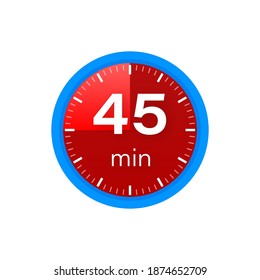 Los 45 minutos, icono del vector de cronómetro. Icono de Stopwatch en estilo plano sobre un fondo blanco. Ilustración de material vectorial.
