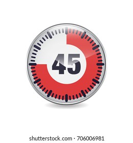 45 minutes time break circular button icon for web. vector illustration