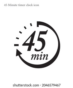 45 minutes timer clock simple monotone vector icon 