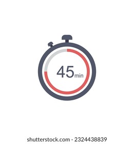 45 minutes timer icon, 45 min digital timer. Clock and watch, timer, countdown.