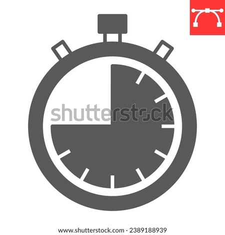 45 minutes timer stopwatch glyph icon, timer and deadline, stopwatch vector icon, vector graphics, editable stroke solid sign, eps 10.