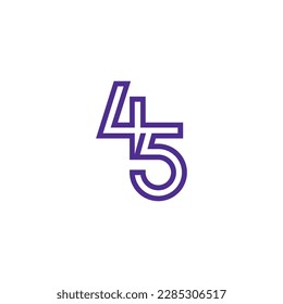 45 number forty five linear geometric logo design concept. Vector illustration