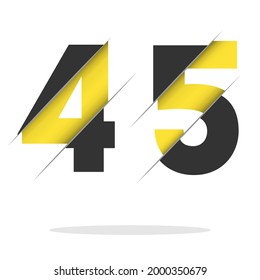 45 Number Logo Design with a Creative Cut and Black Circle Background. Creative logo design.