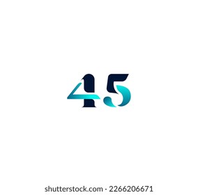 45 Number logo design template elements. Modern abstract digital number logo. Vector illustration.