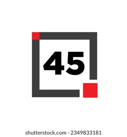 45 number with square icon. 45 dot monogram.
